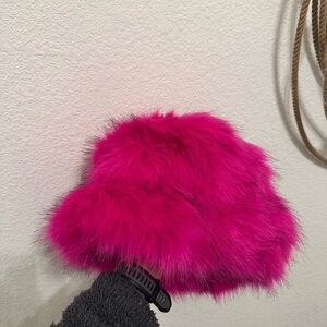 Y2K Hot Pink Faux Fur Fuzzy Bucket Hat ✨